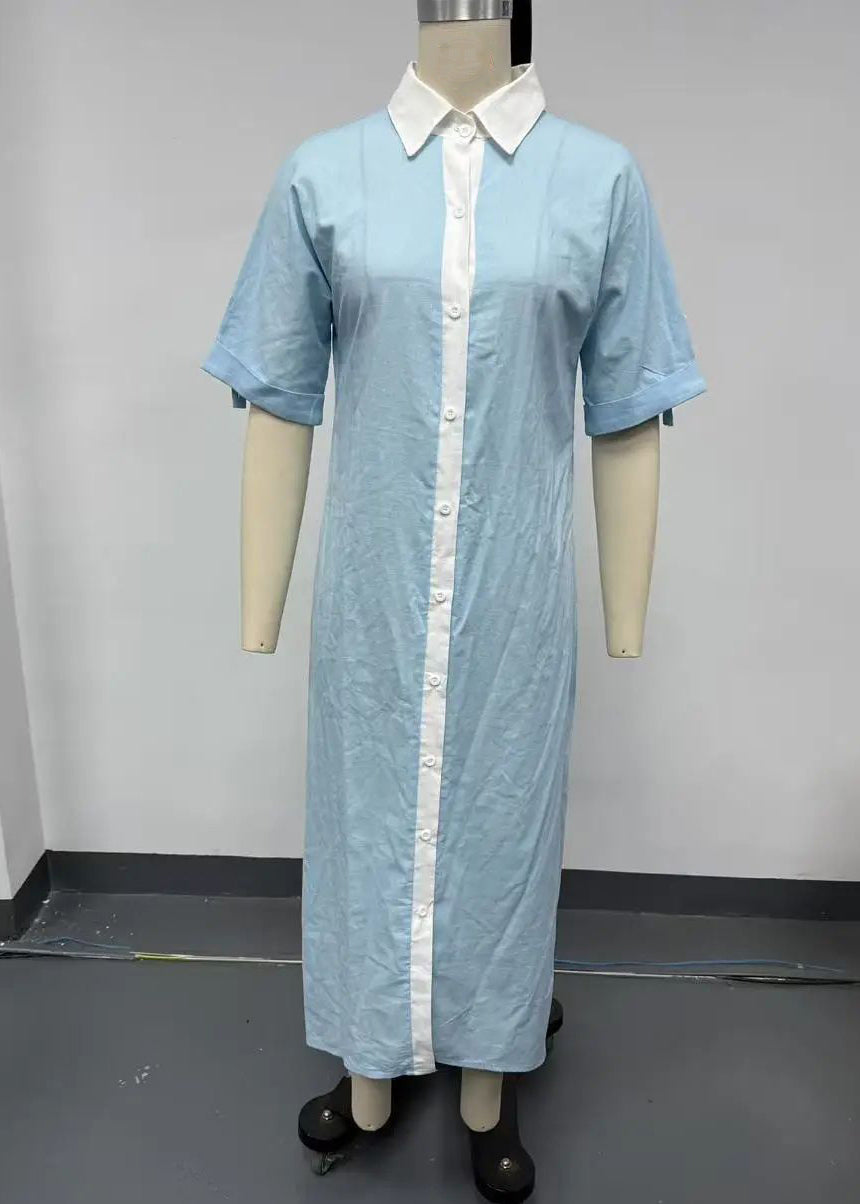 Women's Long Shirt Dress Boho Style with Peter Pan Collar 3