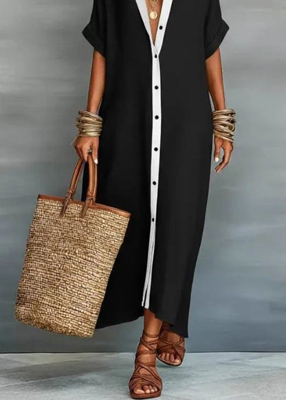 Women's Long Shirt Dress Boho Style with Peter Pan Collar 4