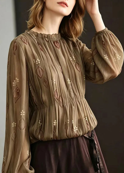 Women's Long Sleeve Blouse Ruffled Pleated 2
