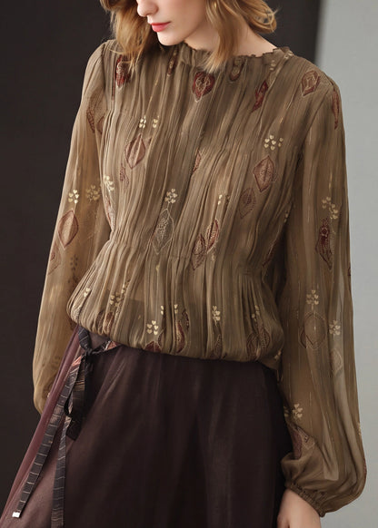 Women's Long Sleeve Blouse Ruffled Pleated 4