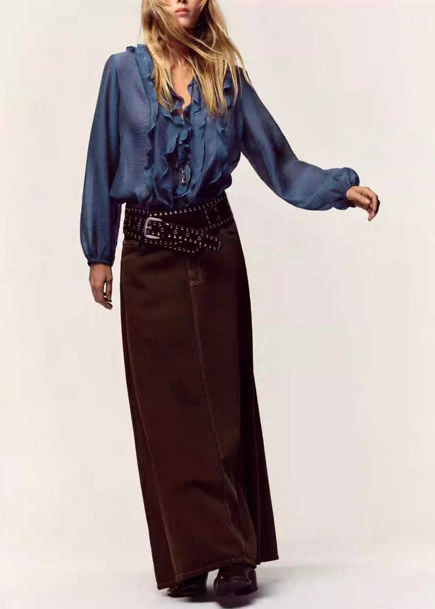 Women's Long Sleeve Blouse V Neck Ruffled 3