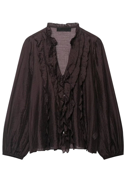 Women's Long Sleeve Blouse V Neck Ruffled 4