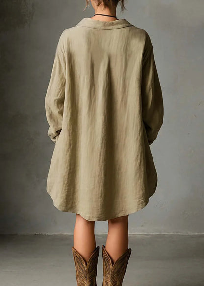 Women's Long Sleeve Casual Dress Low High Hem Design 3
