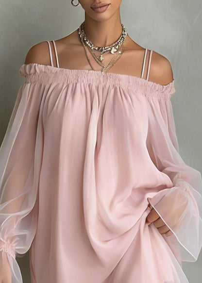 Women's Long Sleeve Cold Shoulder Dress Ruffled Patchwork 2