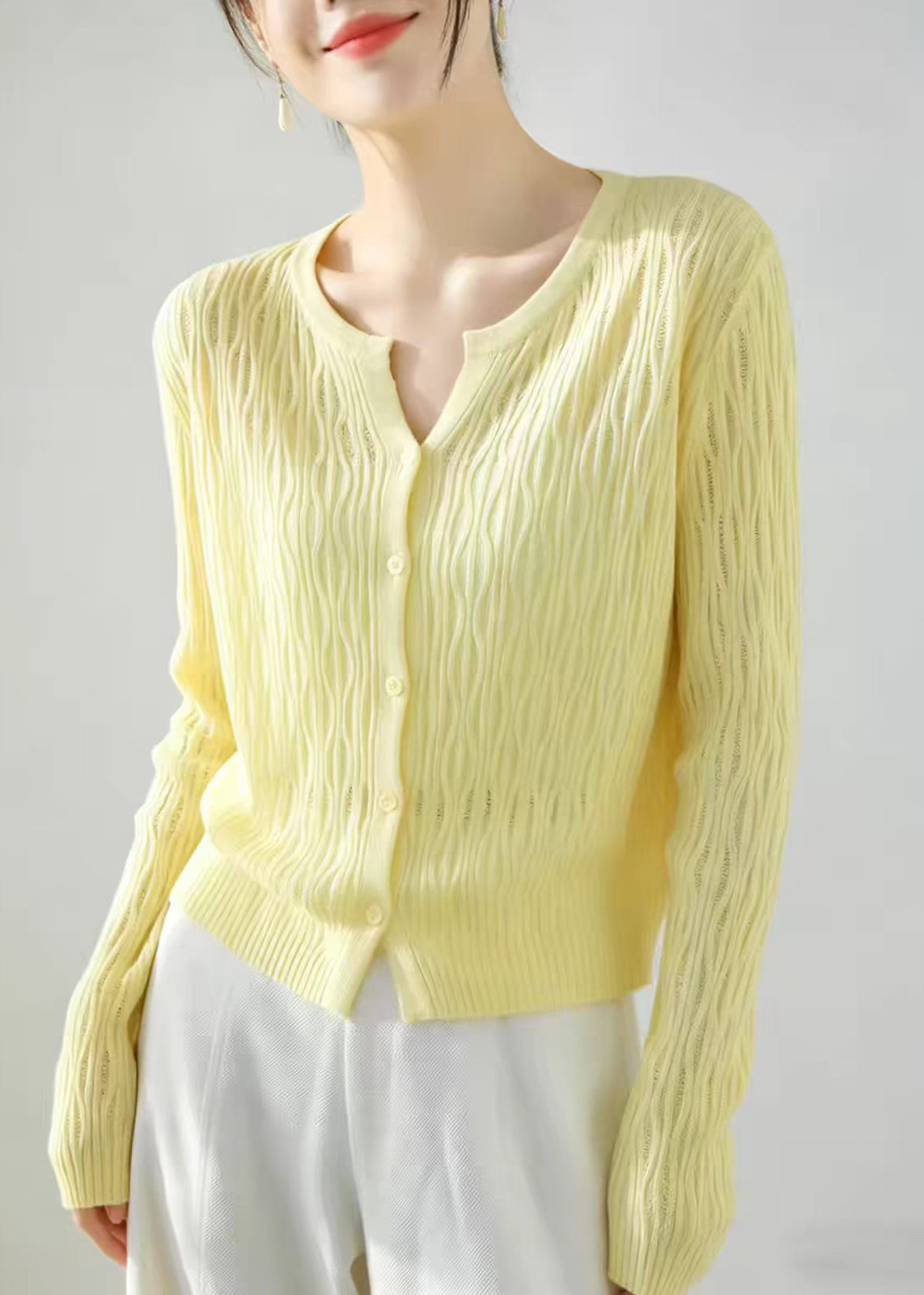 Women's Long Sleeve Cut Out Knit Cardigan 2