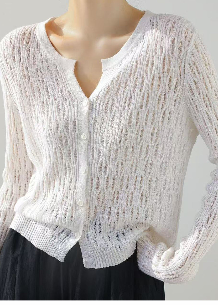 Women's Long Sleeve Cut Out Knit Cardigan 3