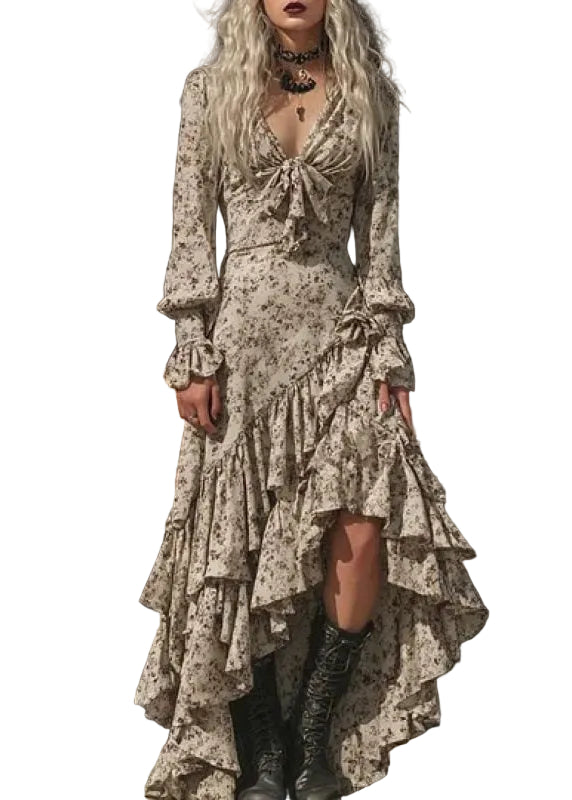 Women's Long Sleeve Dress Asymmetrical Design V Neck 0