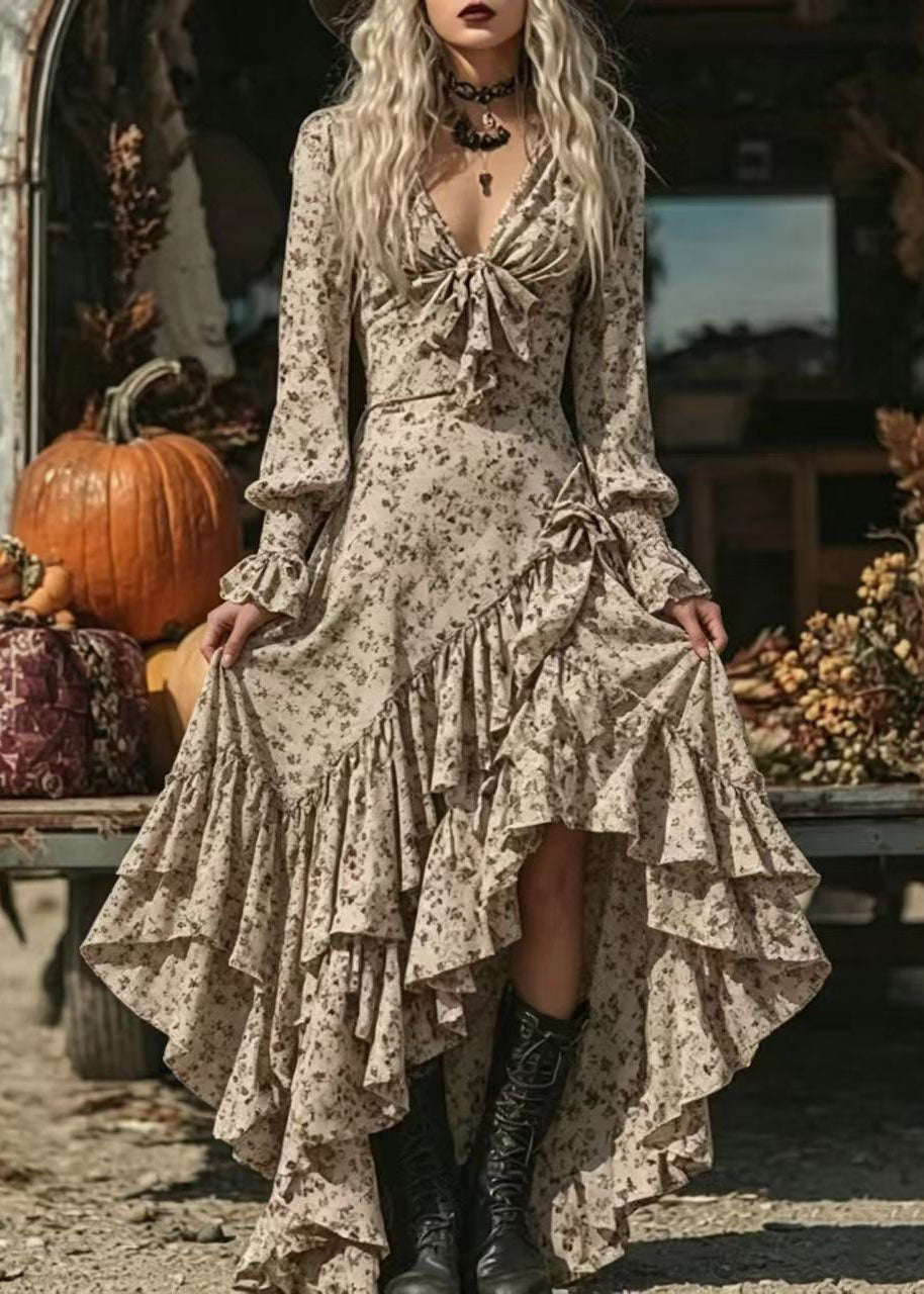 Women's Long Sleeve Dress Asymmetrical Design V Neck 1