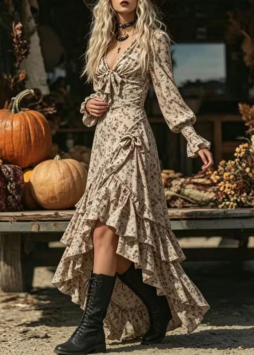 Women's Long Sleeve Dress Asymmetrical Design V Neck 2