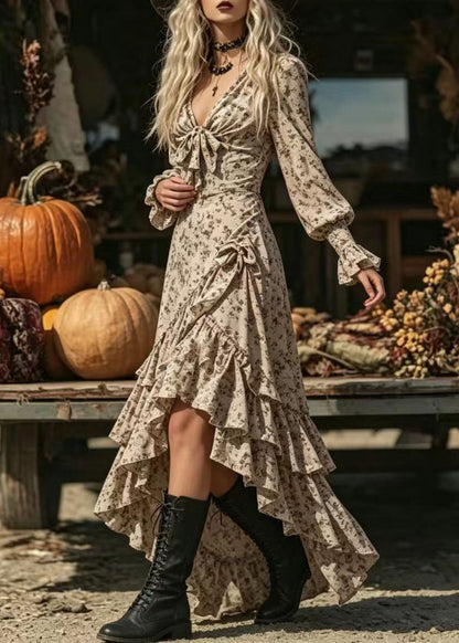 Women's Long Sleeve Dress Asymmetrical Design V Neck 2