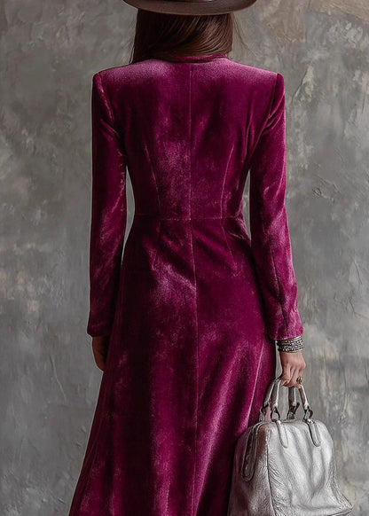 Women's Long Sleeve Dress Double Breasted Notched Collar 4