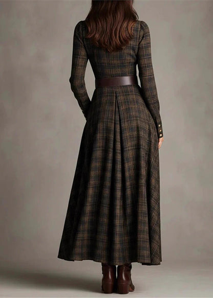 Women's Long Sleeve Dress Plaid With Peter Pan Collar 2
