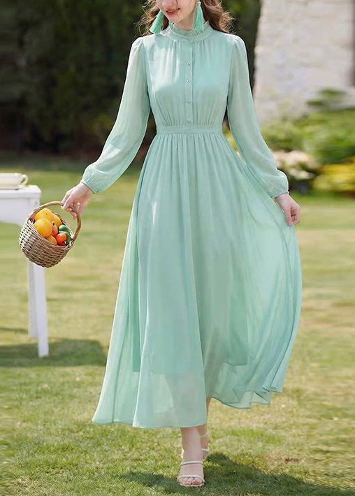 Women's Long Sleeve Dress Ruffled Patchwork Style 4