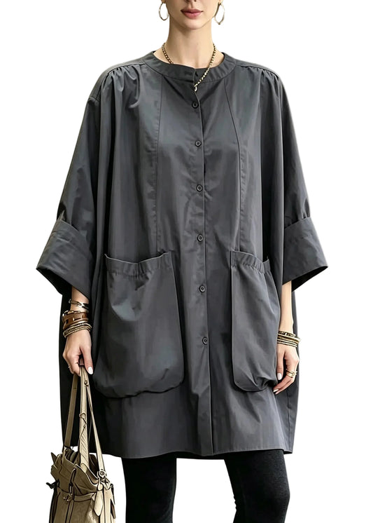 Women's Long Sleeve Patchwork Shirt Plus Size 0