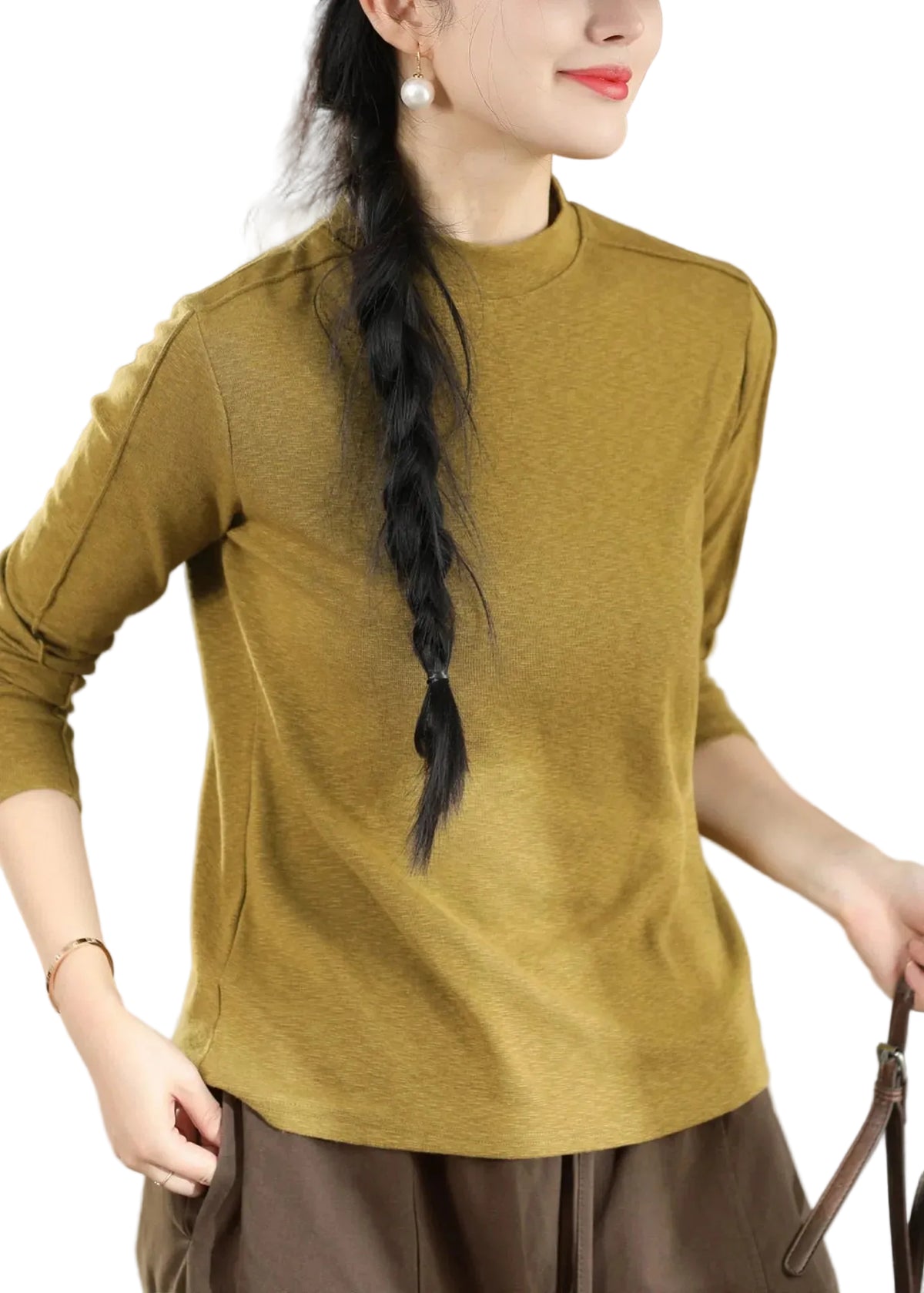Women's Long Sleeve Patchwork T-Shirt Top 0