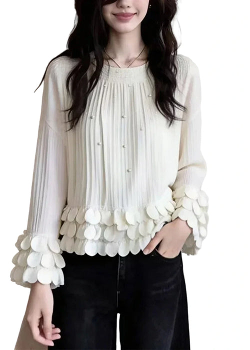 Women's Long Sleeve Patchwork Top O-Neck 0