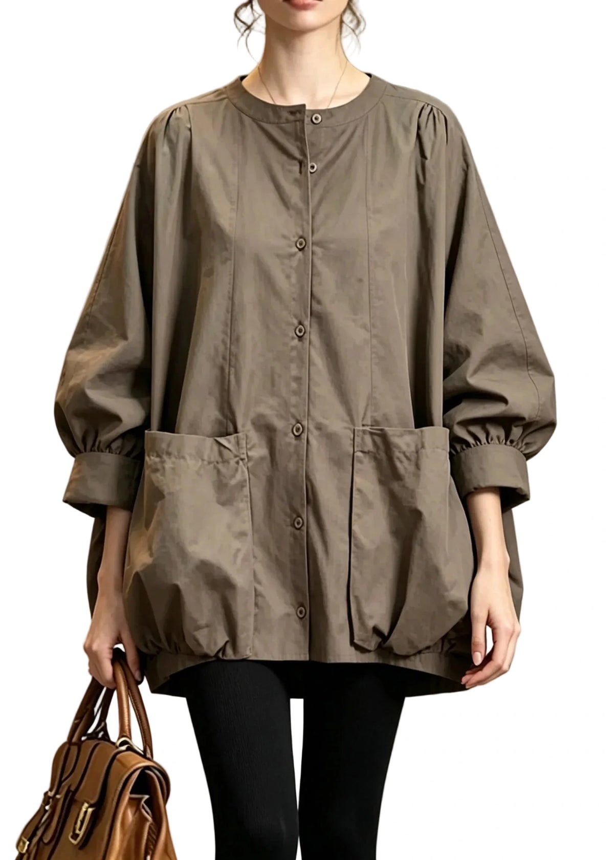 Women's Long Sleeve Shirt O-Neck with Pockets Casual 0