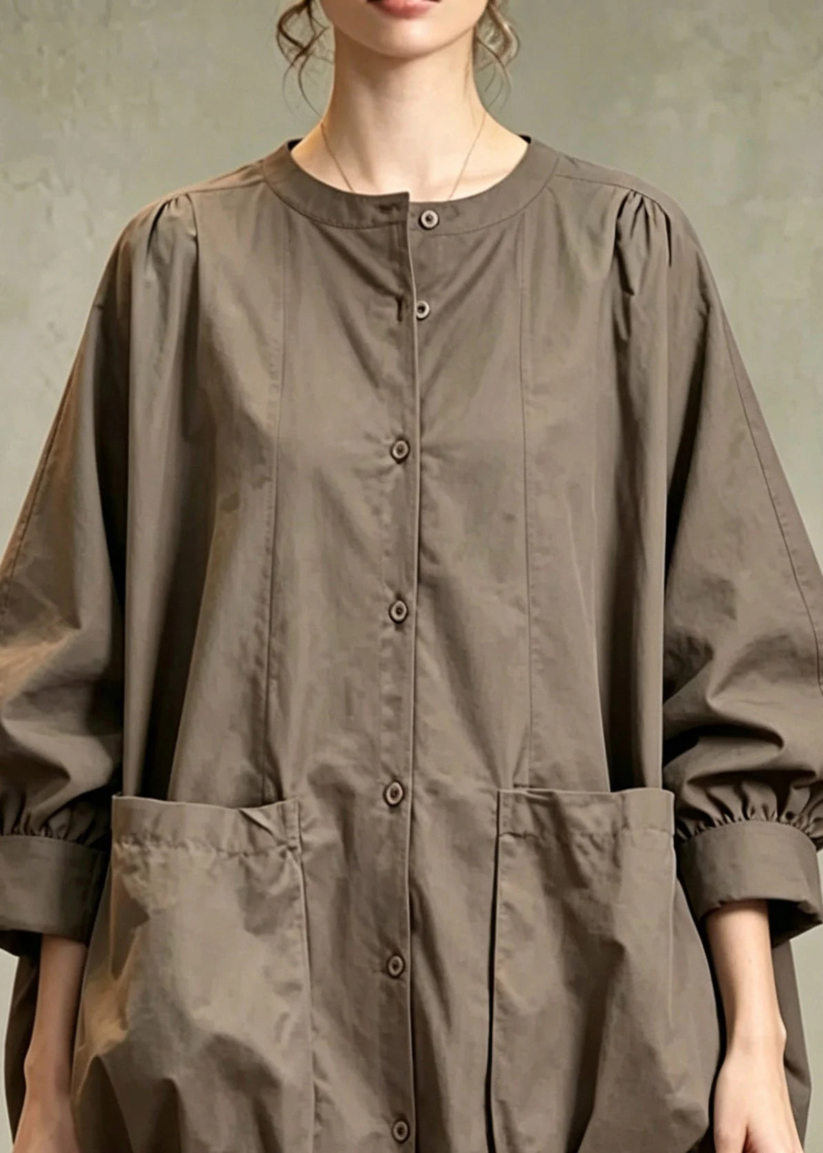 Women's Long Sleeve Shirt O-Neck with Pockets Casual 1