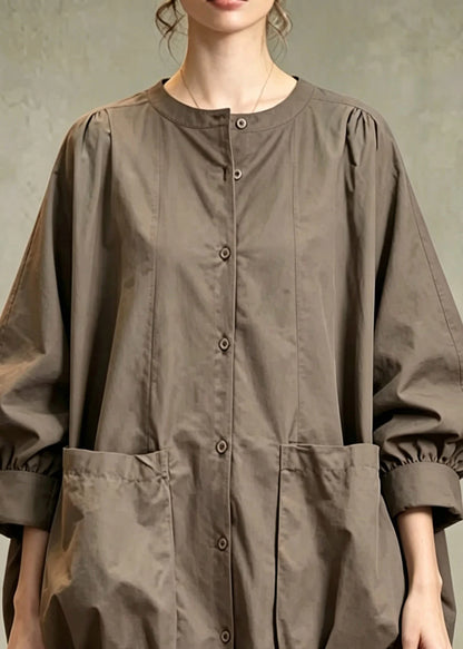 Women's Long Sleeve Shirt O-Neck with Pockets Casual 1