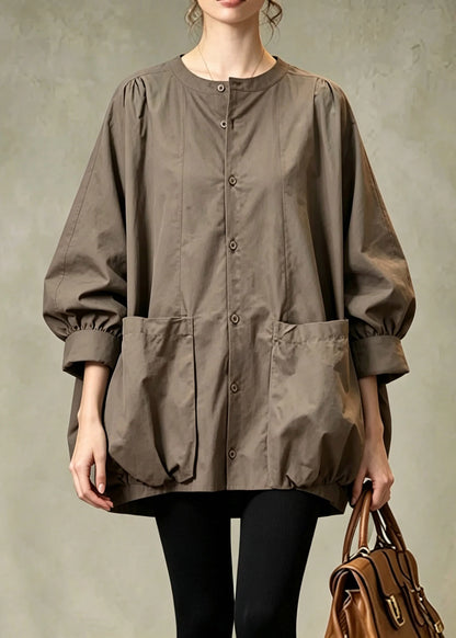 Women's Long Sleeve Shirt O-Neck with Pockets Casual 2