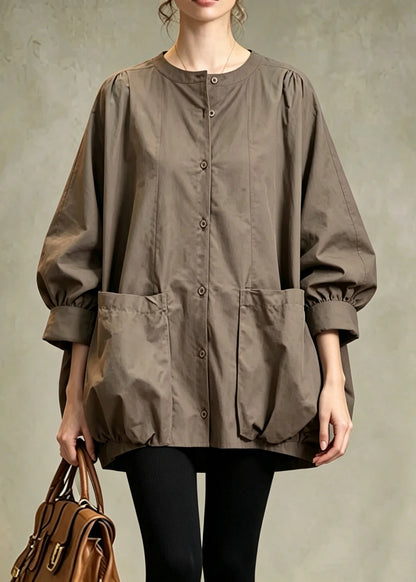 Women's Long Sleeve Shirt O-Neck with Pockets Casual 4