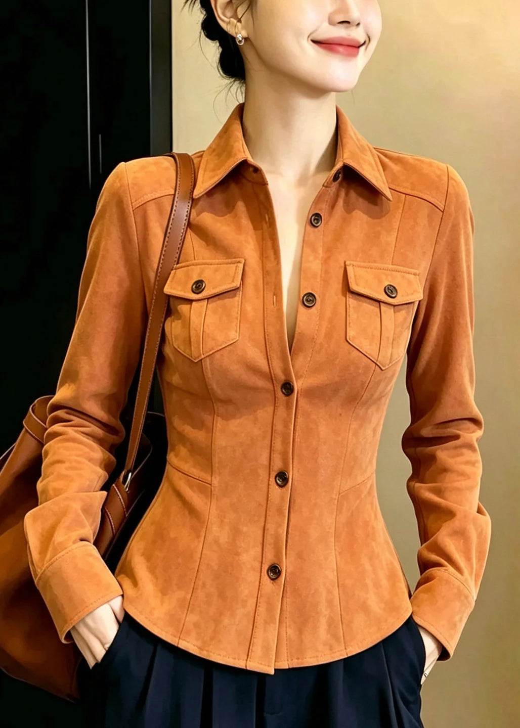 Women's Long Sleeve Shirt Peter Pan Collar 1