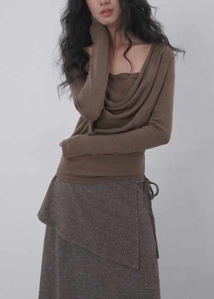 Women's Long Sleeve Shirt Two-Piece Style Cowl Neck 3