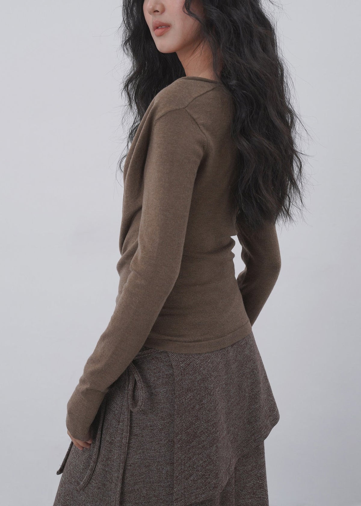 Women's Long Sleeve Shirt Two-Piece Style Cowl Neck 4