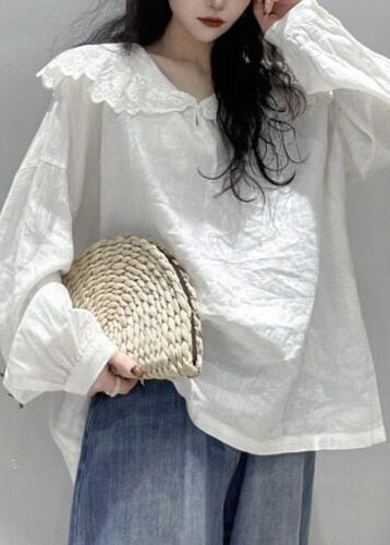 Women's Long Sleeve Shirt with Peter Pan Collar 2