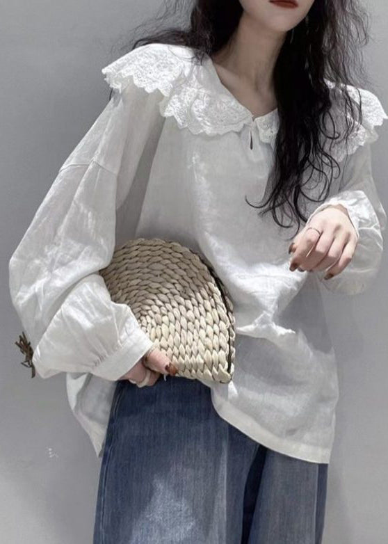 Women's Long Sleeve Shirt with Peter Pan Collar 3