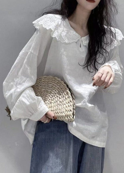 Women's Long Sleeve Shirt with Peter Pan Collar 3