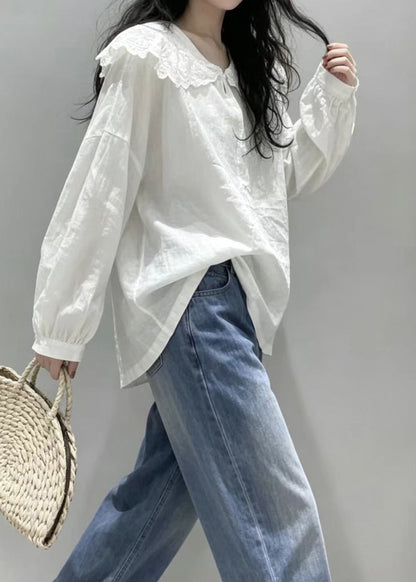 Women's Long Sleeve Shirt with Peter Pan Collar 4
