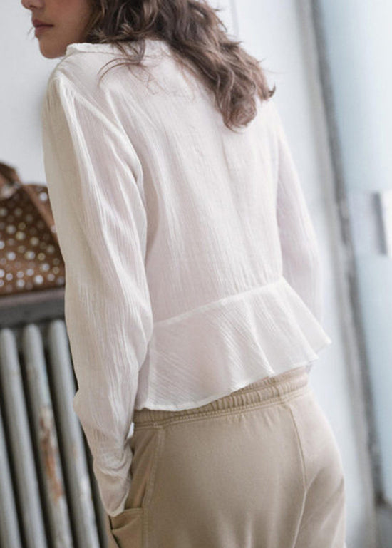 Women's Long Sleeve Top Ruffled Lace-Up Patchwork 2