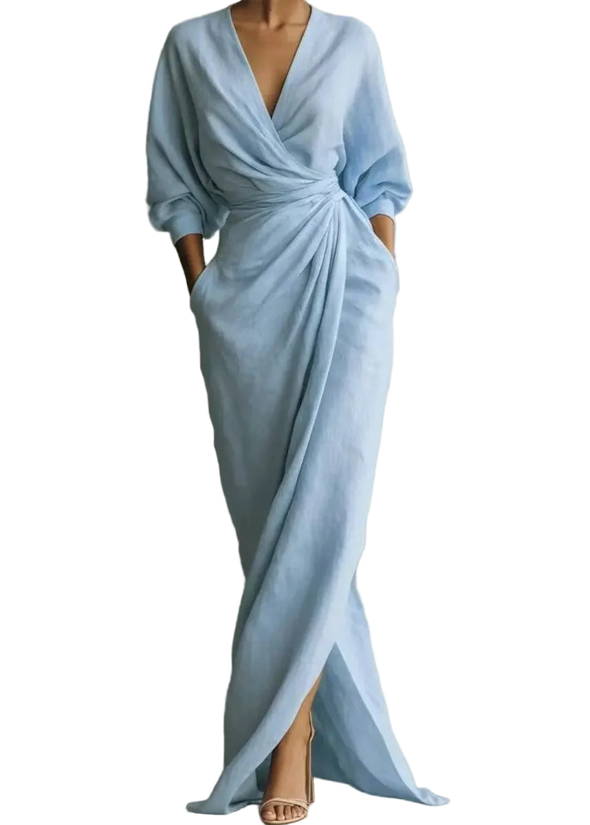 Women's Long Sleeve V Neck Dress Vintage Style 0