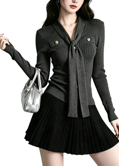 Women's Long Sleeve V Neck Knit Top Slim Fit 0