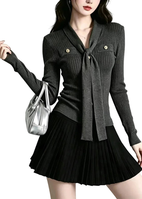 Women's Long Sleeve V Neck Knit Top Slim Fit 0