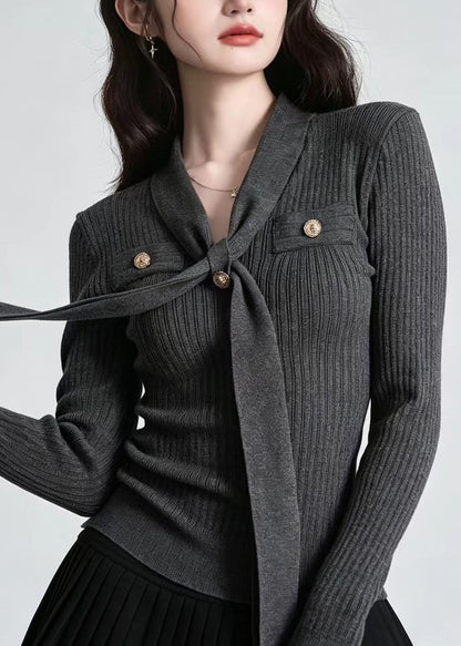 Women's Long Sleeve V Neck Knit Top Slim Fit 4