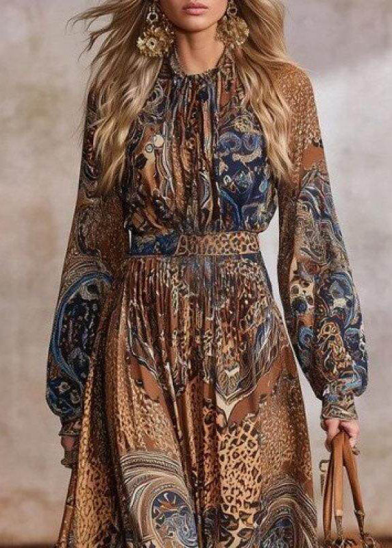 Women's Long Sleeve Vacation Dress O-Neck Printed 3