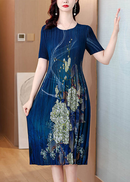 Women's Loose Dress O Neck Printed Summer Style 0