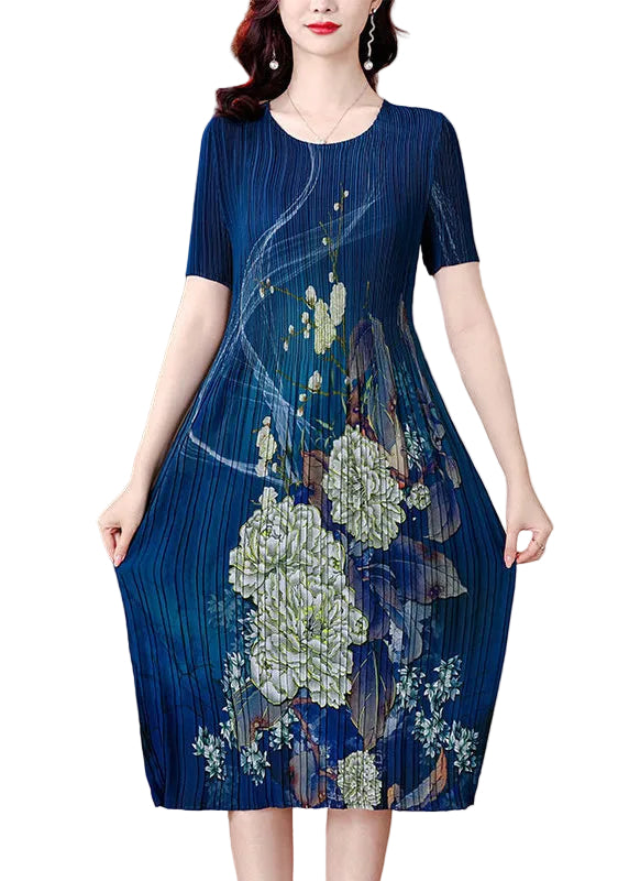 Women's Loose Dress O Neck Printed Summer Style 3