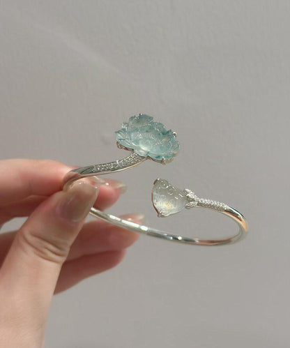 Women's Lotus Cuff Bracelet Sterling Silver Inspired Design 4