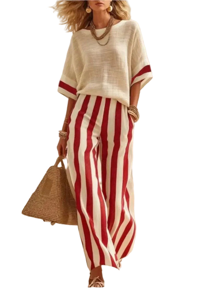 Women's Loungewear Set Striped Two-Piece Summer Style 0