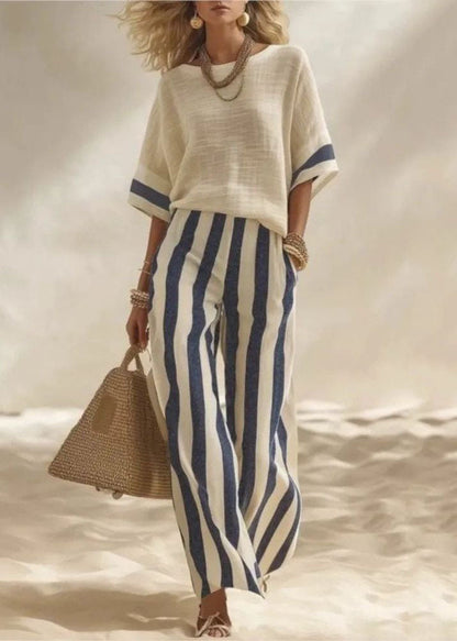 Women's Loungewear Set Striped Two-Piece Summer Style 3