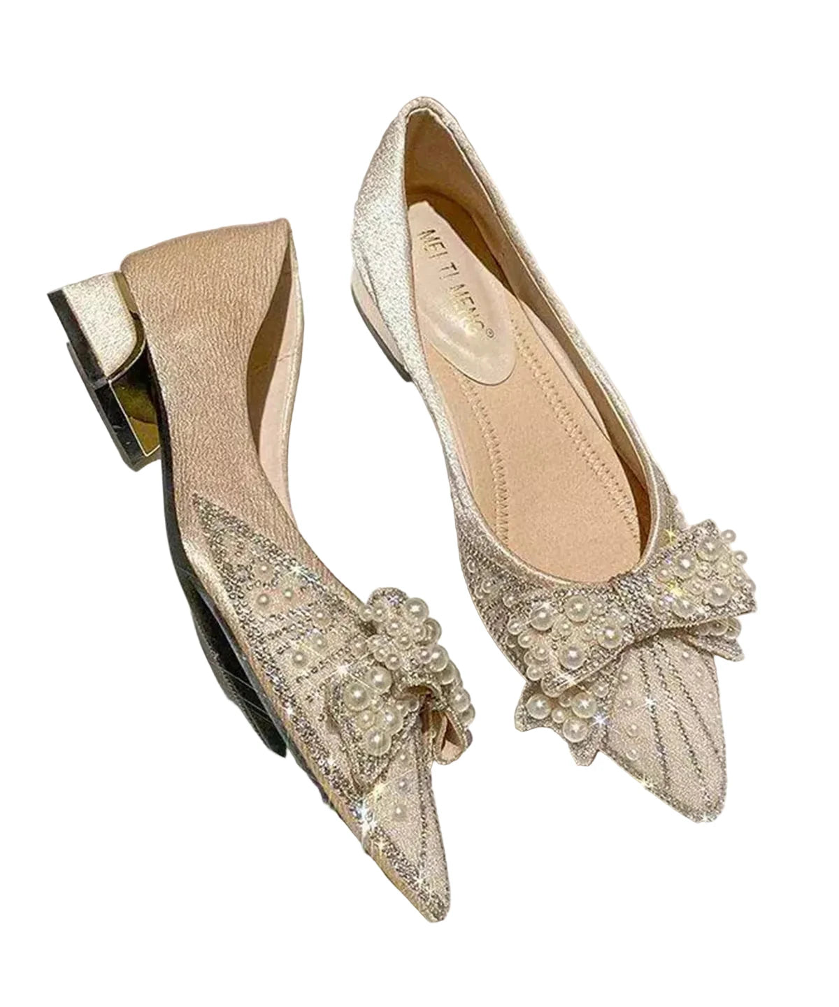 Women's Low Heel Pumps Pointed Toe Bow Detail 0