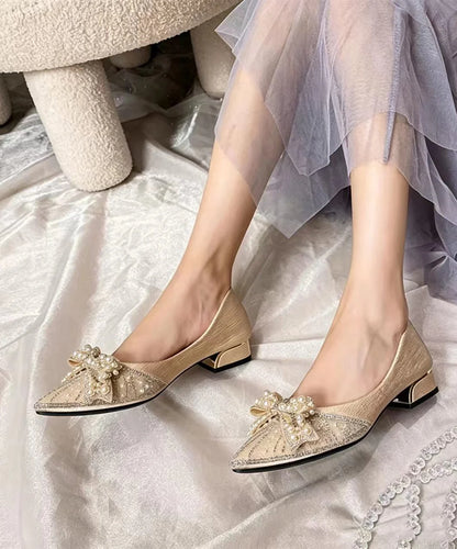 Women's Low Heel Pumps Pointed Toe Bow Detail 2