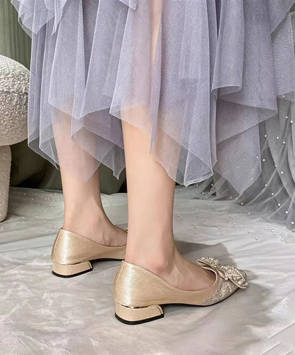Women's Low Heel Pumps Pointed Toe Bow Detail 4