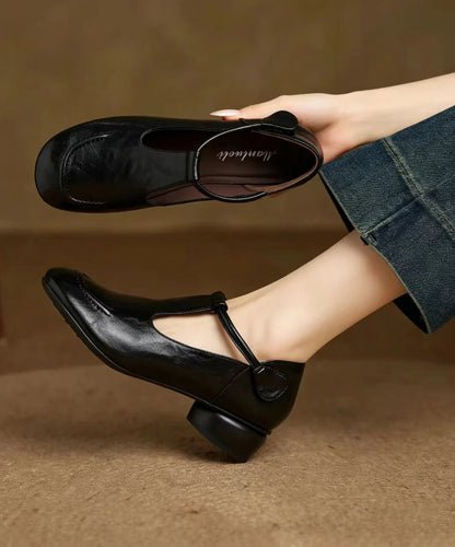 Women's Low Heel T-Strap Shoes Classic Style 3