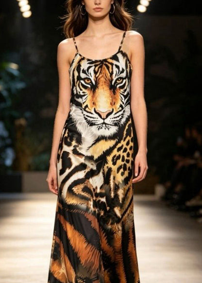 Women's Maxi Dress Animal Print Spaghetti Strap Summer Style 2