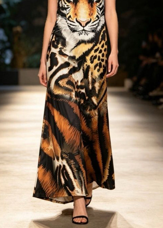 Women's Maxi Dress Animal Print Spaghetti Strap Summer Style 4