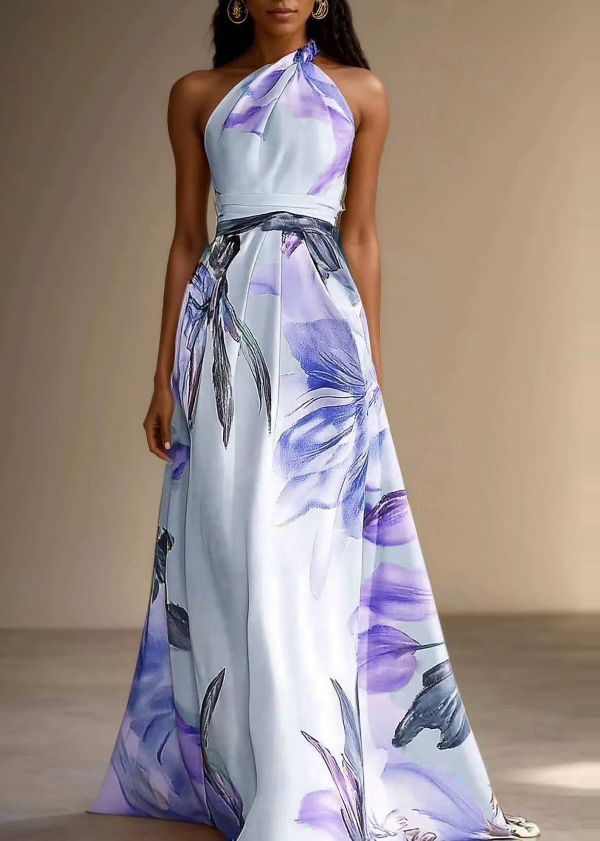 Women's Maxi Dress Asymmetrical Print Summer Style 0